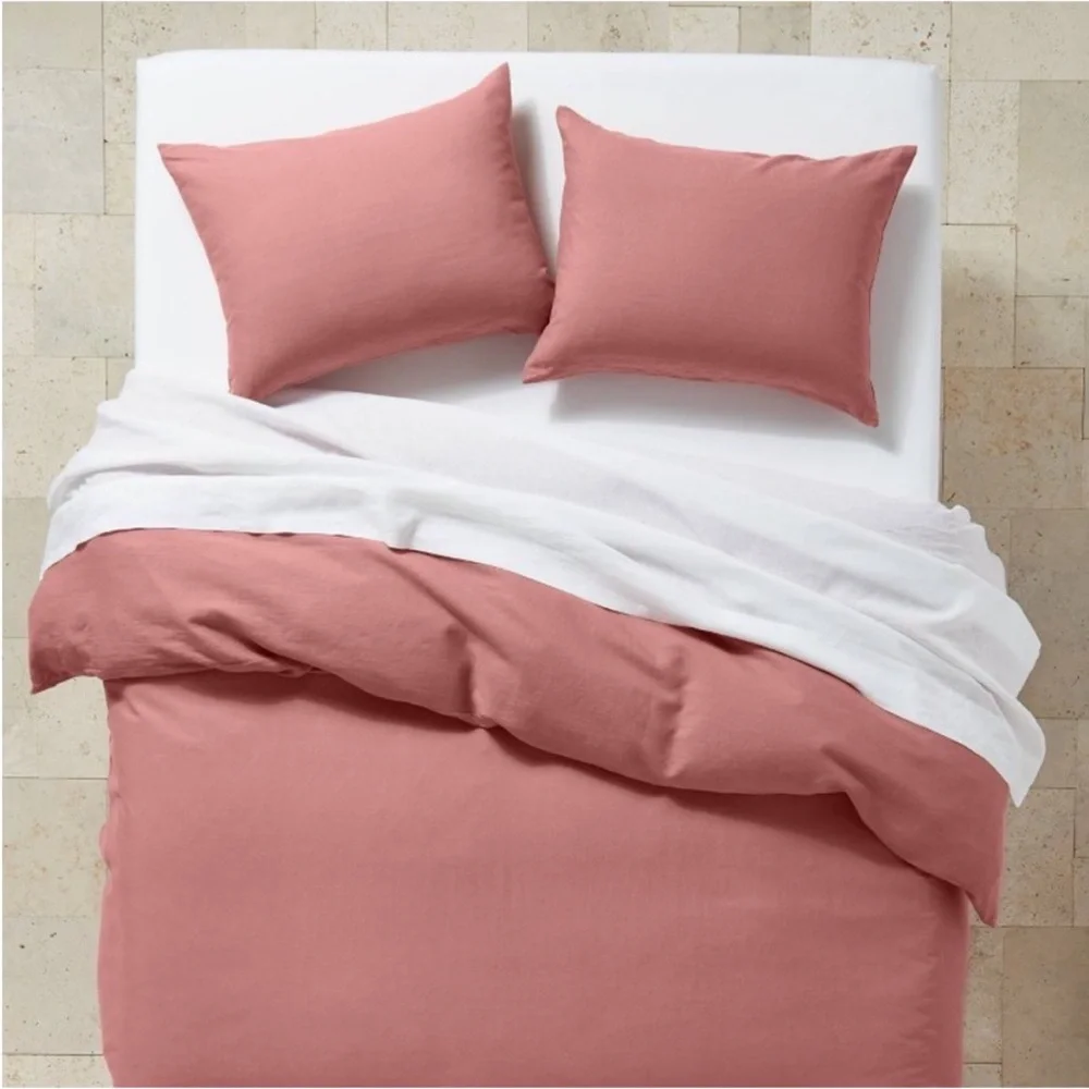 Casaluna F/Q Heavyweight Rose Linen Blend Duvet Cover Set
